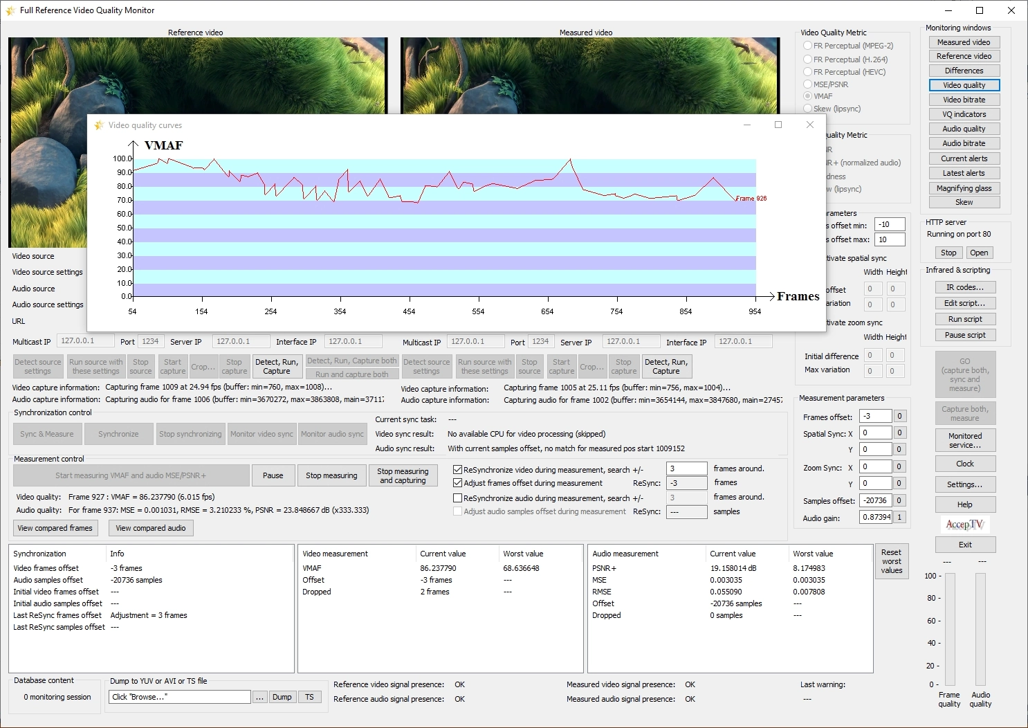 Screenshot of Full Reference Video Quality Monitor #14