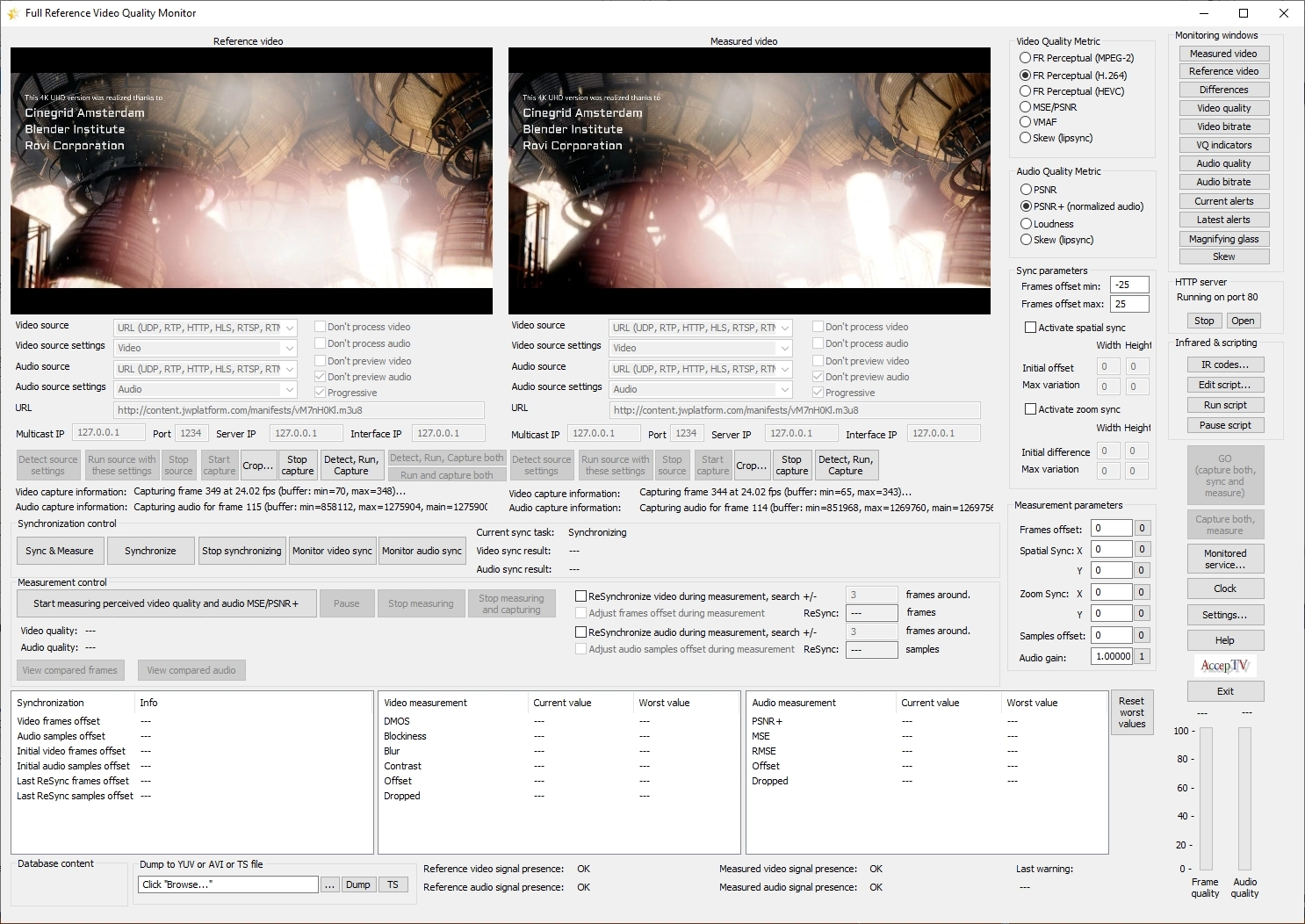 Screenshot of Full Reference Video Quality Monitor #2