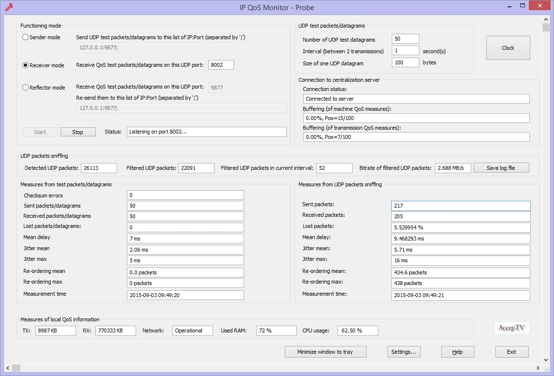 Screenshot of IP QoS Monitor #2