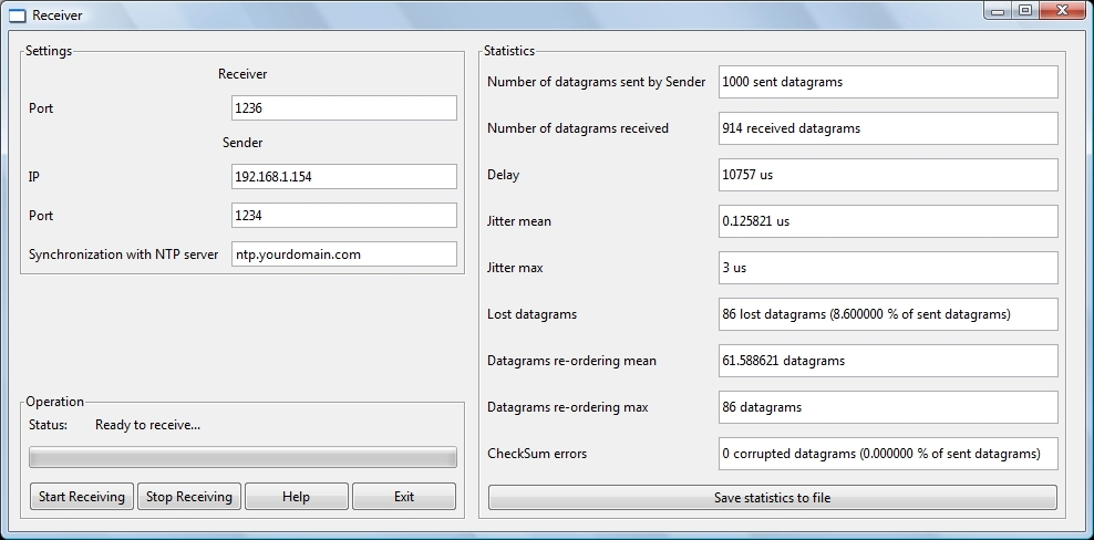 Screenshot of IP QoS Tester #2